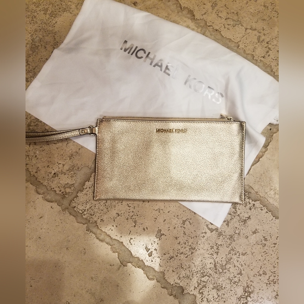 Gold Michael Kors Wristlet/Clutch